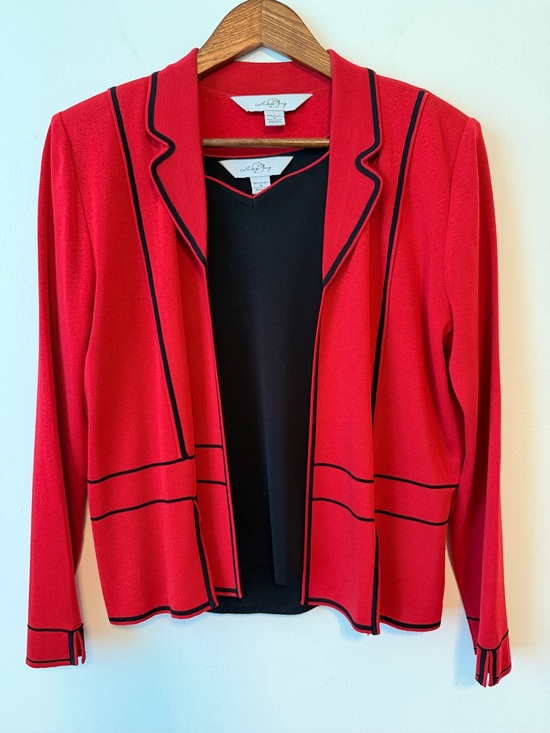 Ming Wang Jackets & Blazers - Ming Wang Open-Front Blazer with Shoulder Pads and Tank Top
